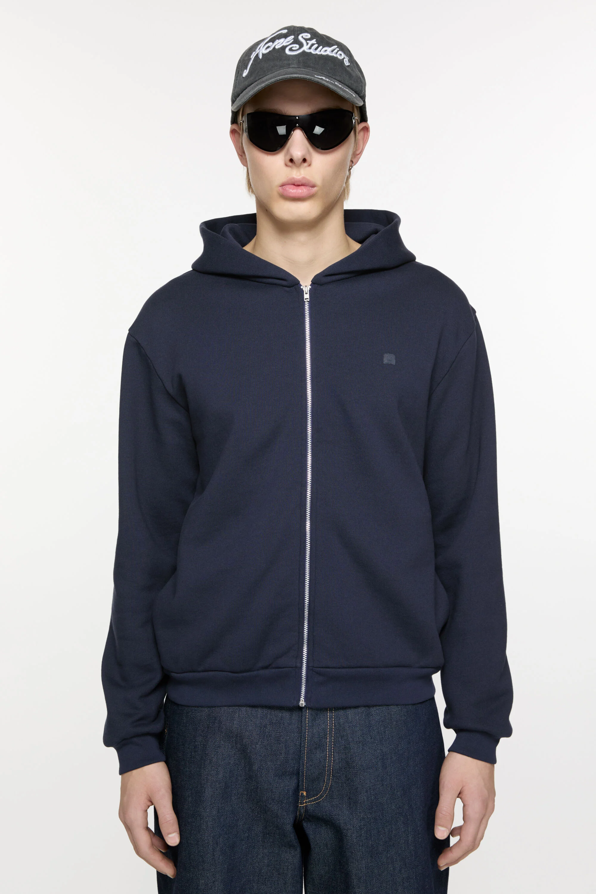 Hooded zipper sweater - Navy blue